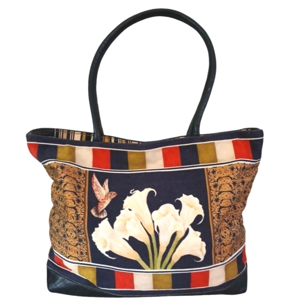 Moo Roo Floral Fabric Tote Bag